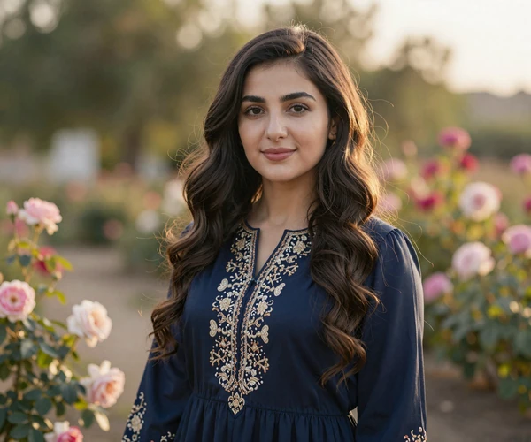 Elegant Tajik woman in embroidered dress representing the Persian beauty central to Tajik women dating