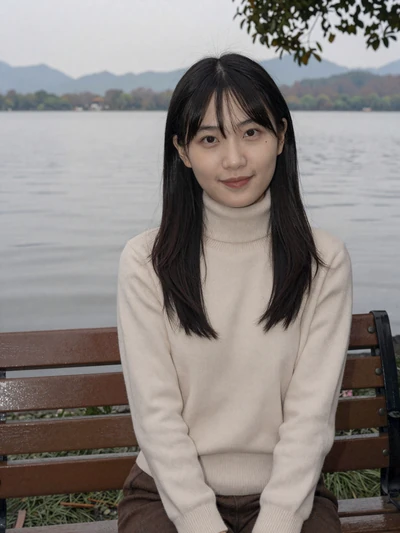 Jia, 26, verified Chinese woman in cream sweater near West Lake Hangzhou - online dating safety