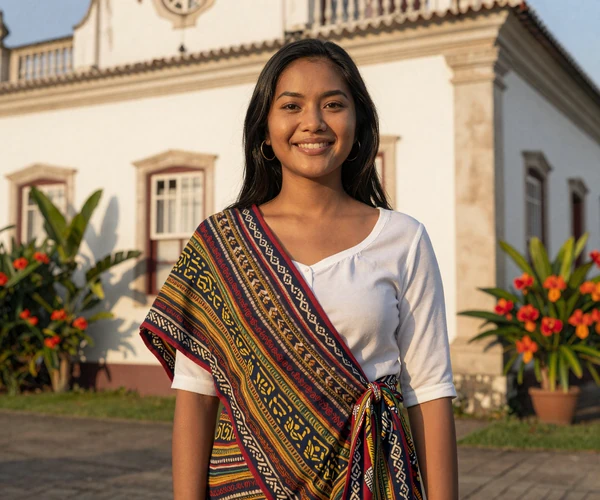 Timorese woman wearing traditional tais cloth representing the grace and resilience central to Timorese women dating