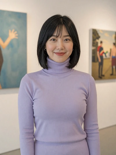 Chaewon, 30, Korean woman in lavender turtleneck at Daegu art gallery - Korean dating profile