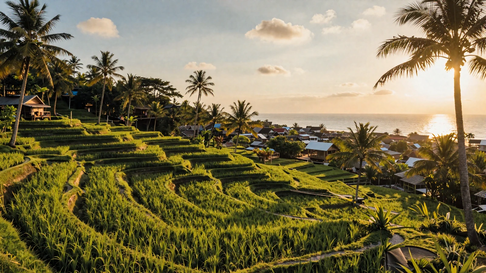 Tropical Philippine landscape with rice terraces and ocean view representing Filipino women dating culture