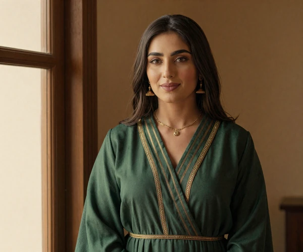 Yemeni woman in elegant modest everyday clothing representing the grace and devotion central to Yemeni women dating