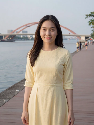 Nhi, 26, Vietnamese woman in yellow dress on Da Nang boardwalk - Vietnamese family dating profile