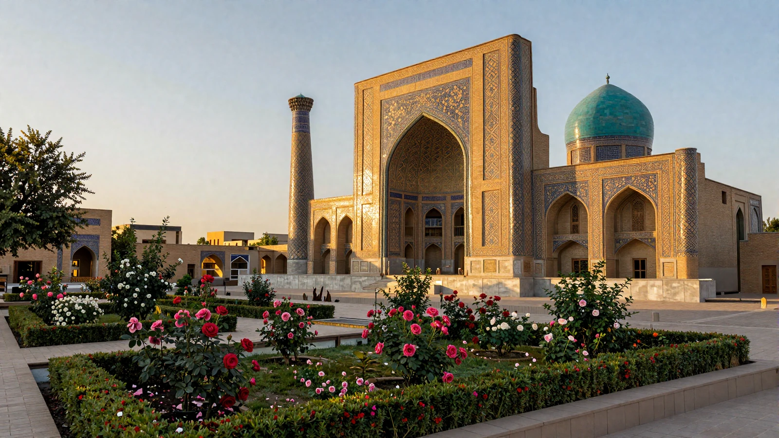 Samarkand Uzbekistan ancient Silk Road architecture at golden hour representing Uzbek women dating and cultural heritage