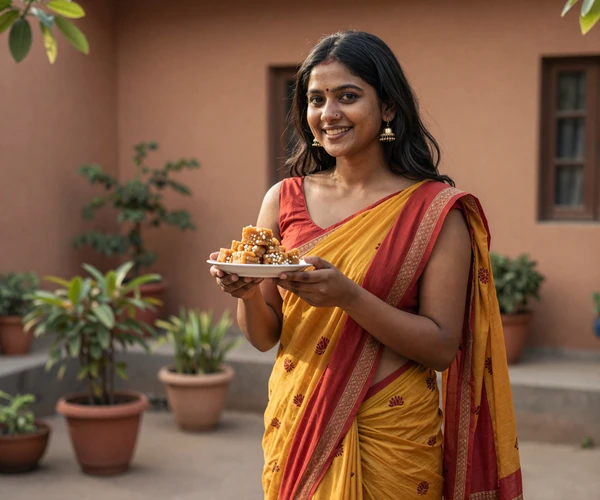 Bangladeshi woman in traditional sari representing warmth and hospitality central to Bengali dating culture