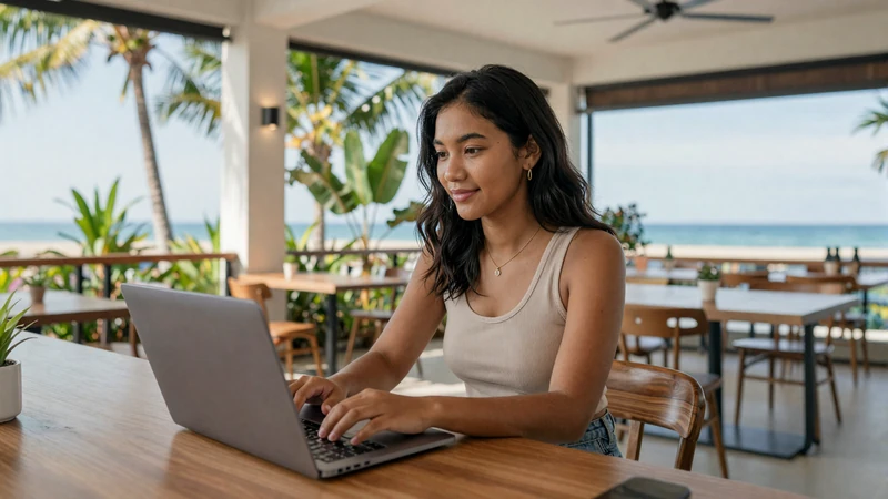 Modern Timorese woman working at a Dili cafe representing the educated professional singles in Timorese women dating
